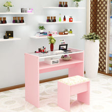 Load image into Gallery viewer, Nordic Simple Solid Color Durable Single Double Manicure Desk Desk Chair Particle Board 0.8M